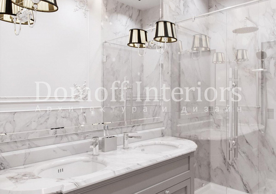 Серый мрамор в дизайне ванной