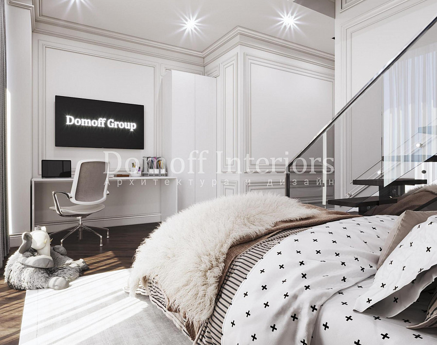 Дизайн интерьера элитной детской спальни в многослойной квартире исполнен при помощи замечательного стиля современная классика