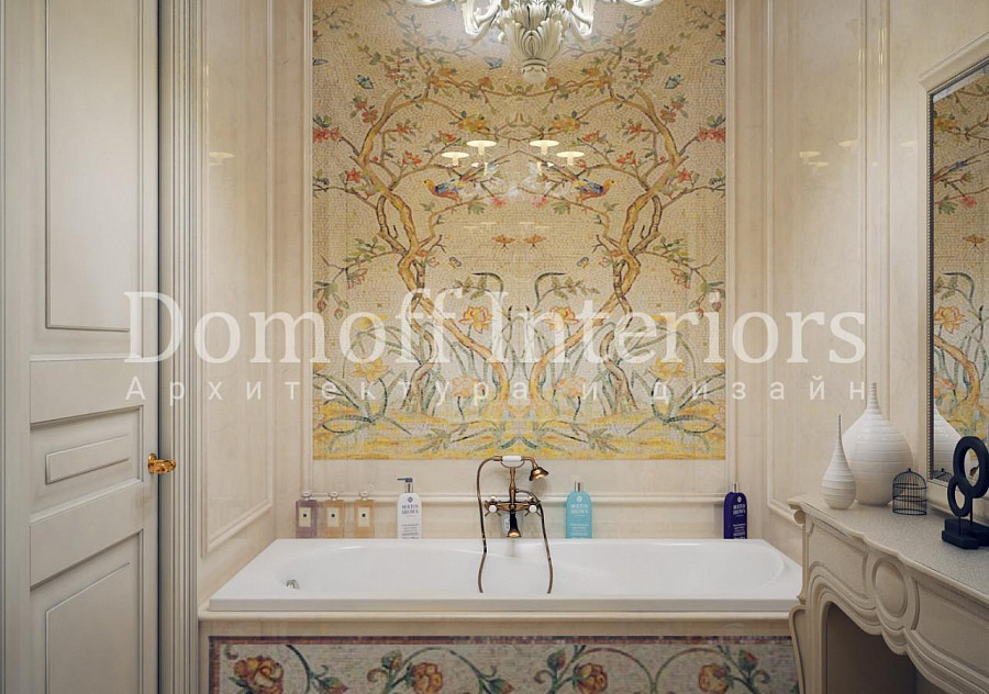 Восточный стиль интерьера — дизайн с горчичными оттенками в ванной комнате